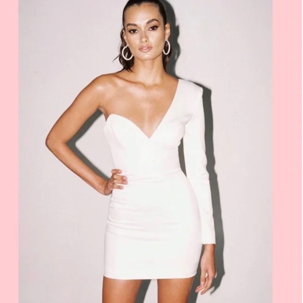 HOUSE OF CB TIFFANY ONE SHOULDER WHITE MINI DRESS - As Is